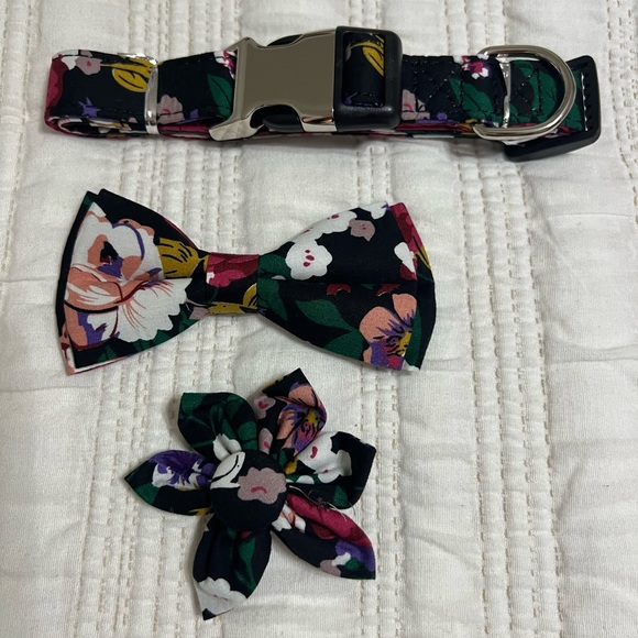 Floral - Dog collar and bows - Picture 1 of 4
